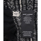 Saint Laurent Paris Shawl Wool Cotton Black X Gray — view 4