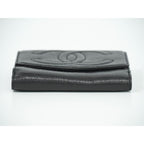 Chanel Coco Mark Fold Wallet Compact Caviar Leather Black — view 3