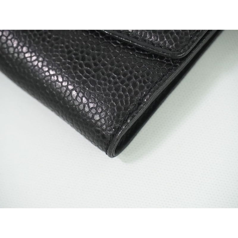 Chanel Coco Mark Fold Wallet Compact Caviar Leather Black — view 5