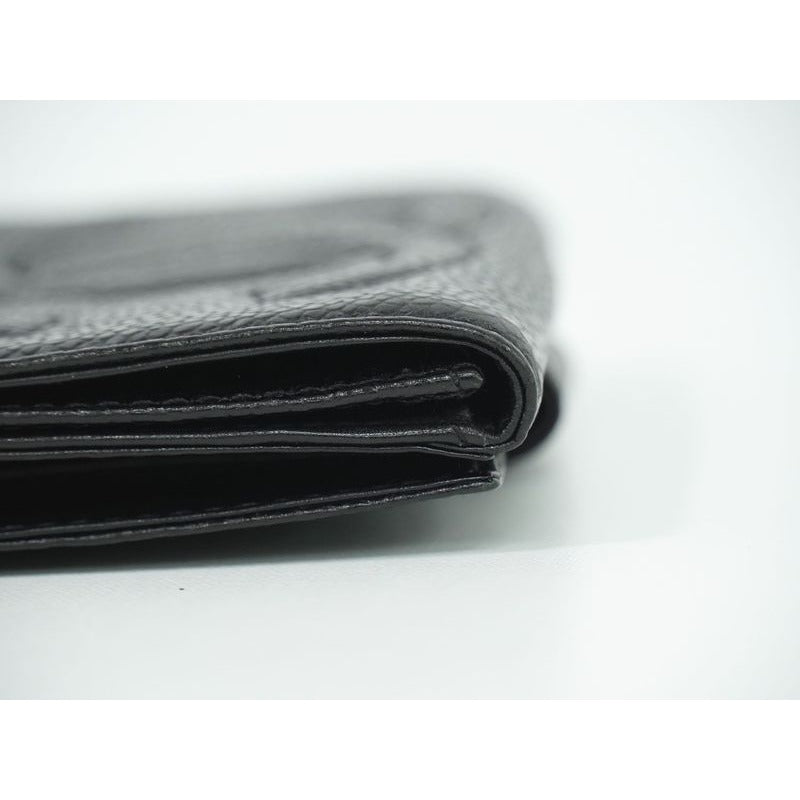 Chanel Coco Mark Fold Wallet Compact Caviar Leather Black — view 6