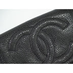 Chanel Coco Mark Fold Wallet Compact Caviar Leather Black — view 7