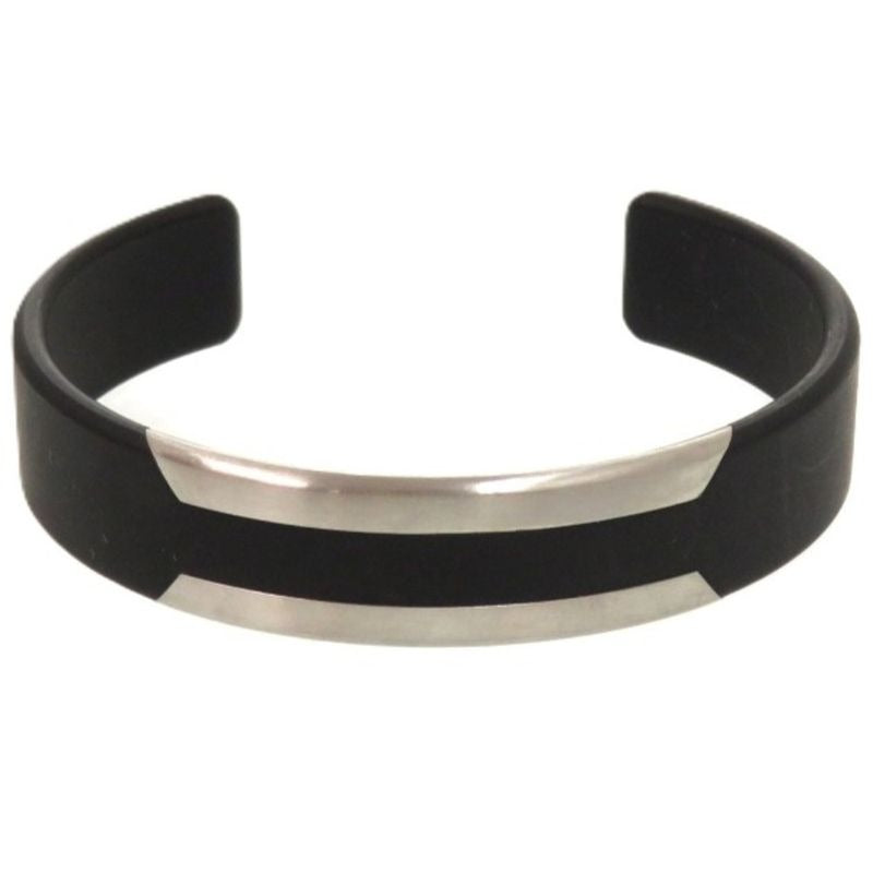 Hermes Trinkaaf Bangle Stainless Steel Black Silver Hardware 0872 — view 2