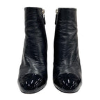 Chanel Boots Short Shoes Leather Patent Black Silver Coco Mark Chain — view 2