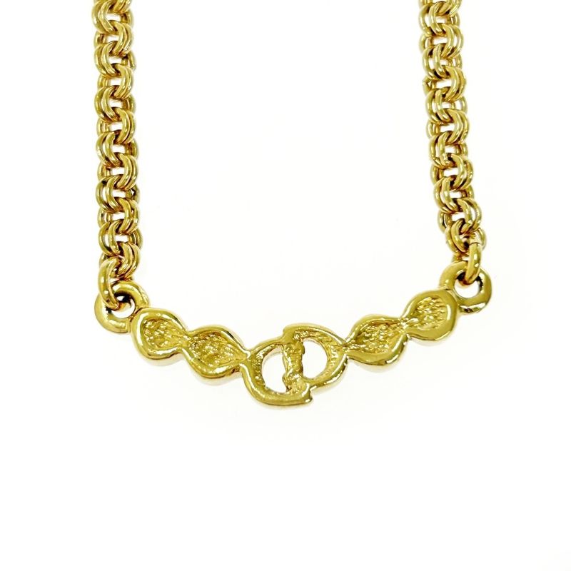 Christian Dior GP Rhinestone CD Logo Necklace Gold — view 3