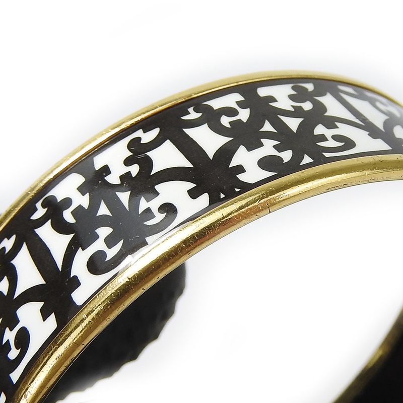 Hermes Bracelet Emile GM Gadarkivir Enamel Metal White Black Gold Hardware — view 8