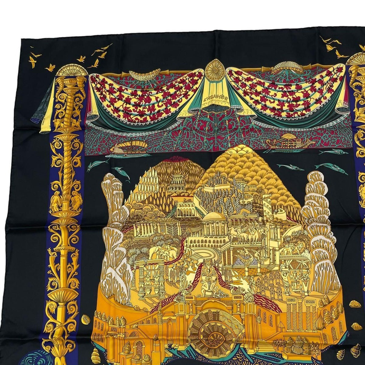 Hermes Scarf Silk Carre 90 L Atlantide Atlantis Continent Black — view 2