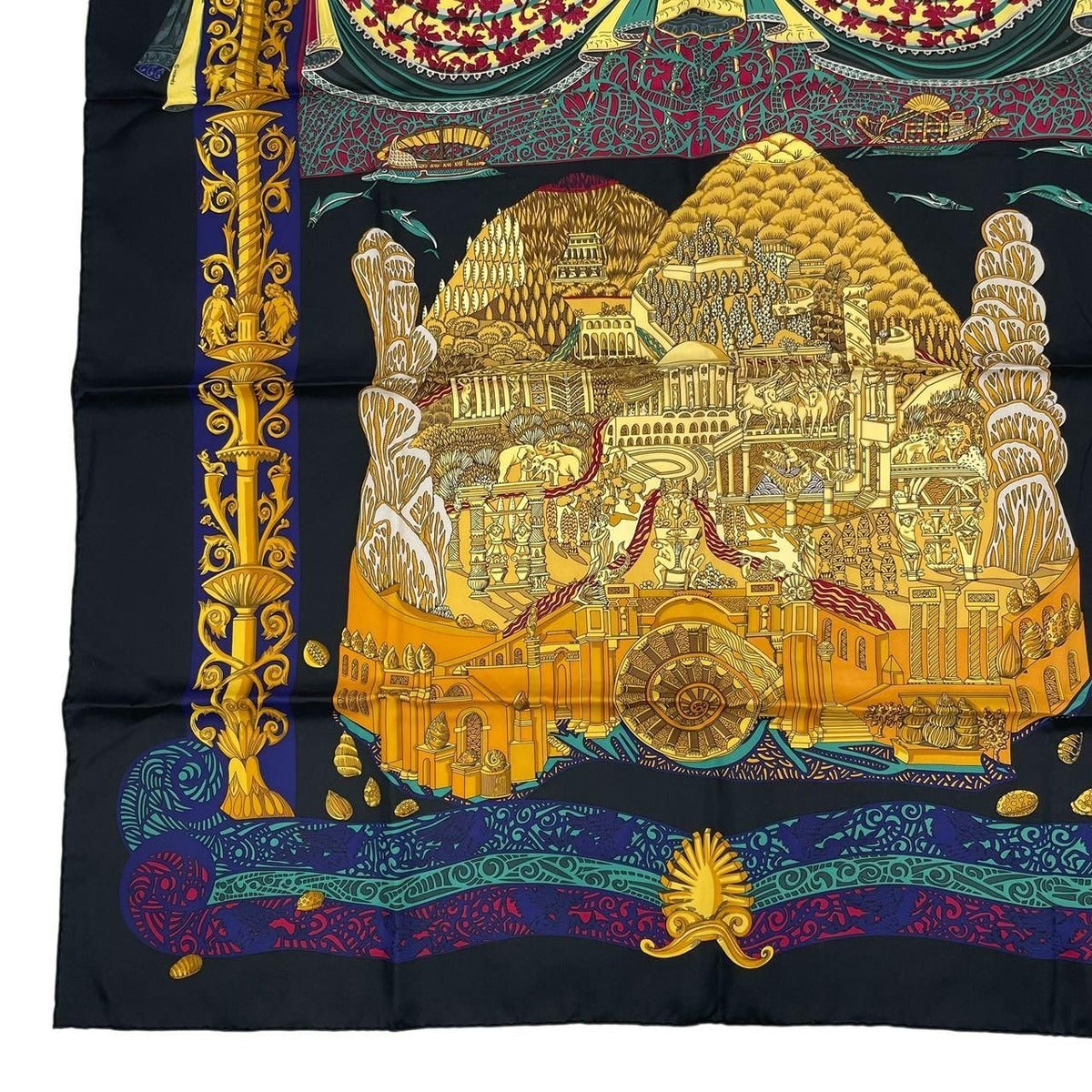 Hermes Scarf Silk Carre 90 L Atlantide Atlantis Continent Black — view 4
