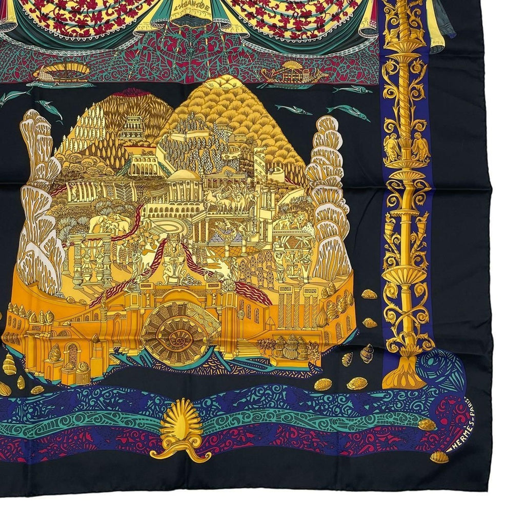 Hermes Scarf Silk Carre 90 L Atlantide Atlantis Continent Black — view 5