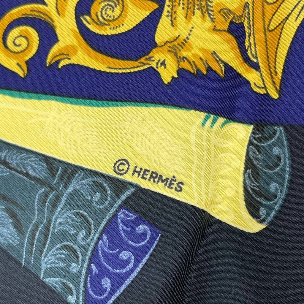 Hermes Scarf Silk Carre 90 L Atlantide Atlantis Continent Black — view 6