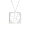 Chanel Polished Camellia Square Plate Necklace Silver