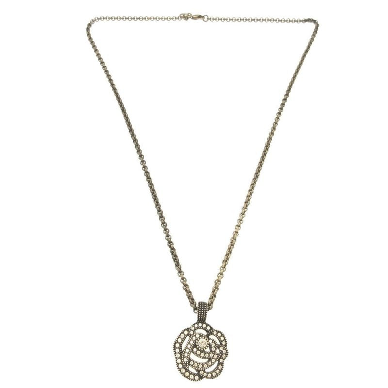Christian Dior Rhinestone Metal Gunmetal Necklace 0084 — view 2