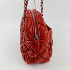 Chanel CC Logo Bubble Quilt Chain Shoulder Bag Red Lambskin Vintage — view 5