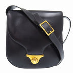 Hermes Vintage Box Calf Black Shoulder Bag 0816