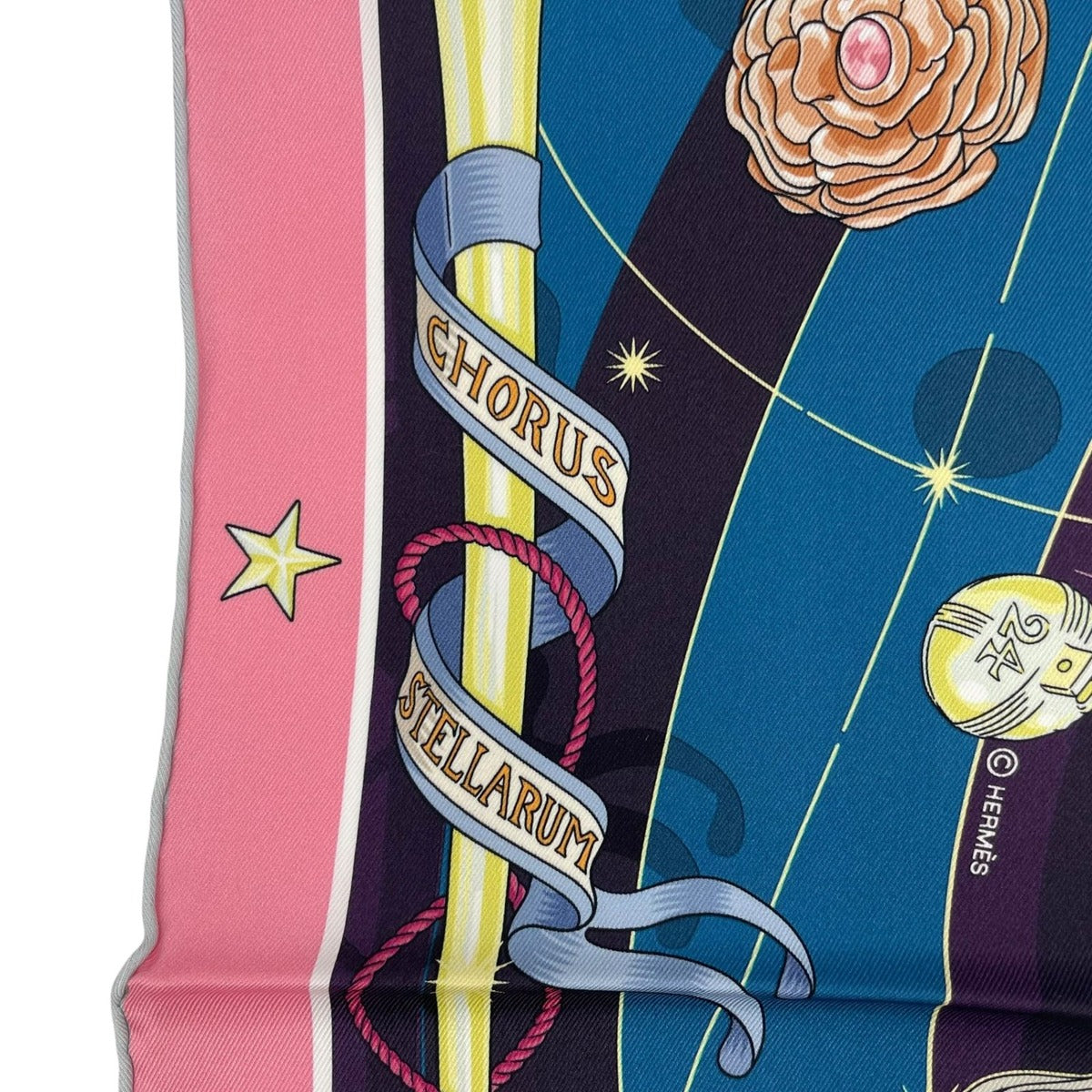 Hermes Scarf 100% Silk Carre 70 Chorus Stellarum Blue — view 7