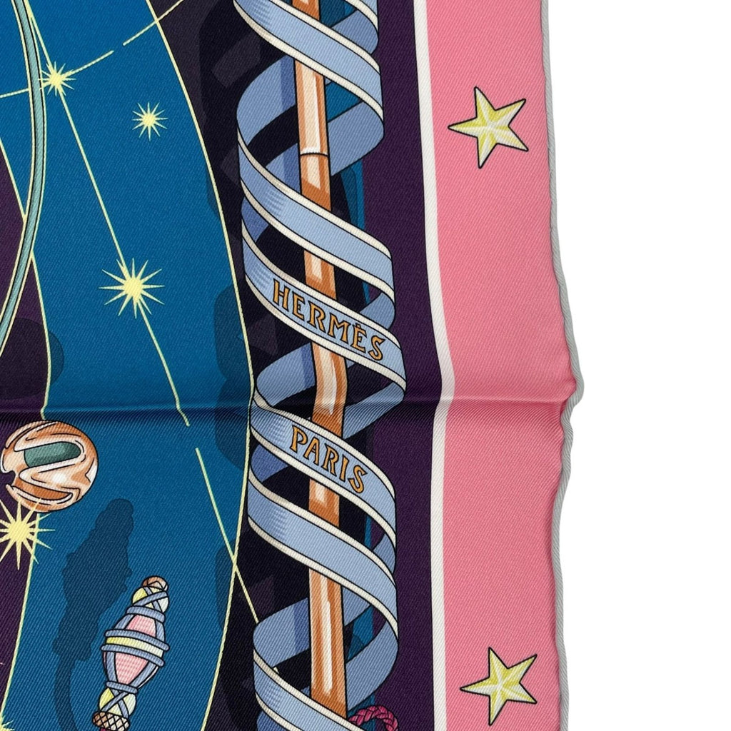 Hermes Scarf 100% Silk Carre 70 Chorus Stellarum Blue — view 8