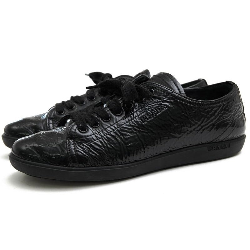 Prada Shoes Sneakers Low Cut Women Enamel Patent Leather