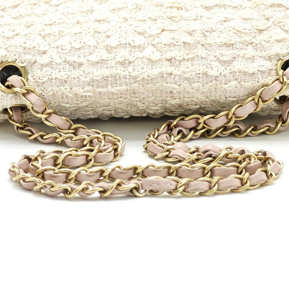 Chanel Quilted Shoulder Bag Tweed Pink