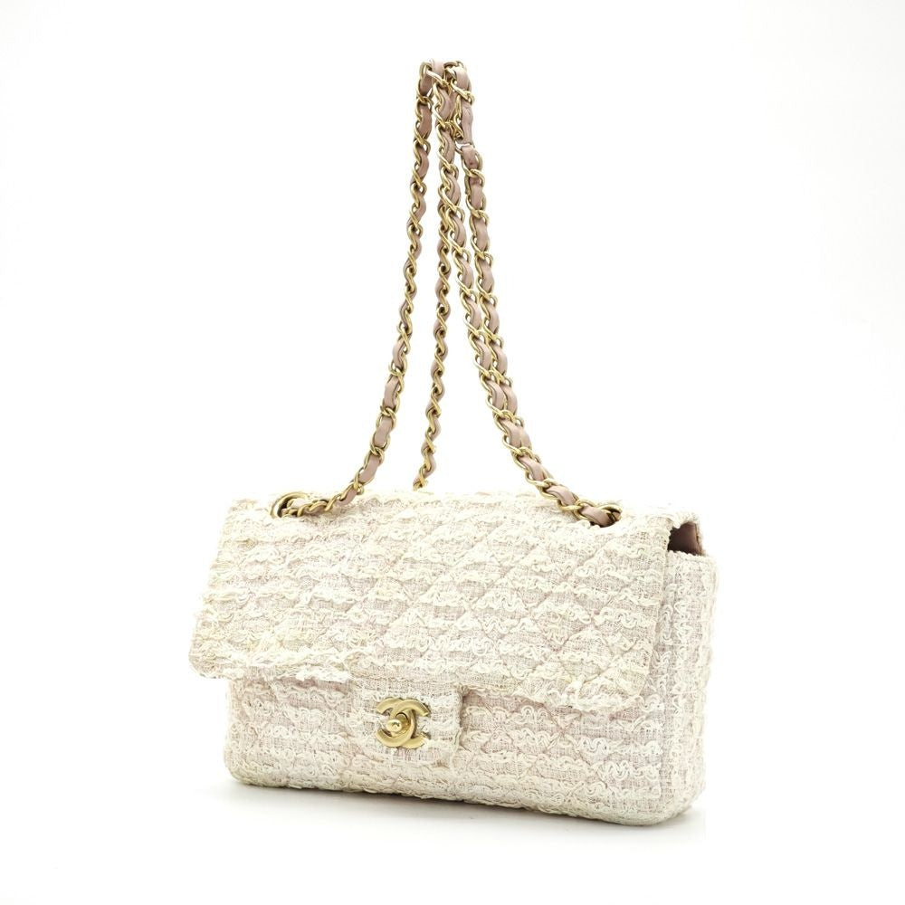 Chanel Quilted Shoulder Bag Tweed Pink — view 2