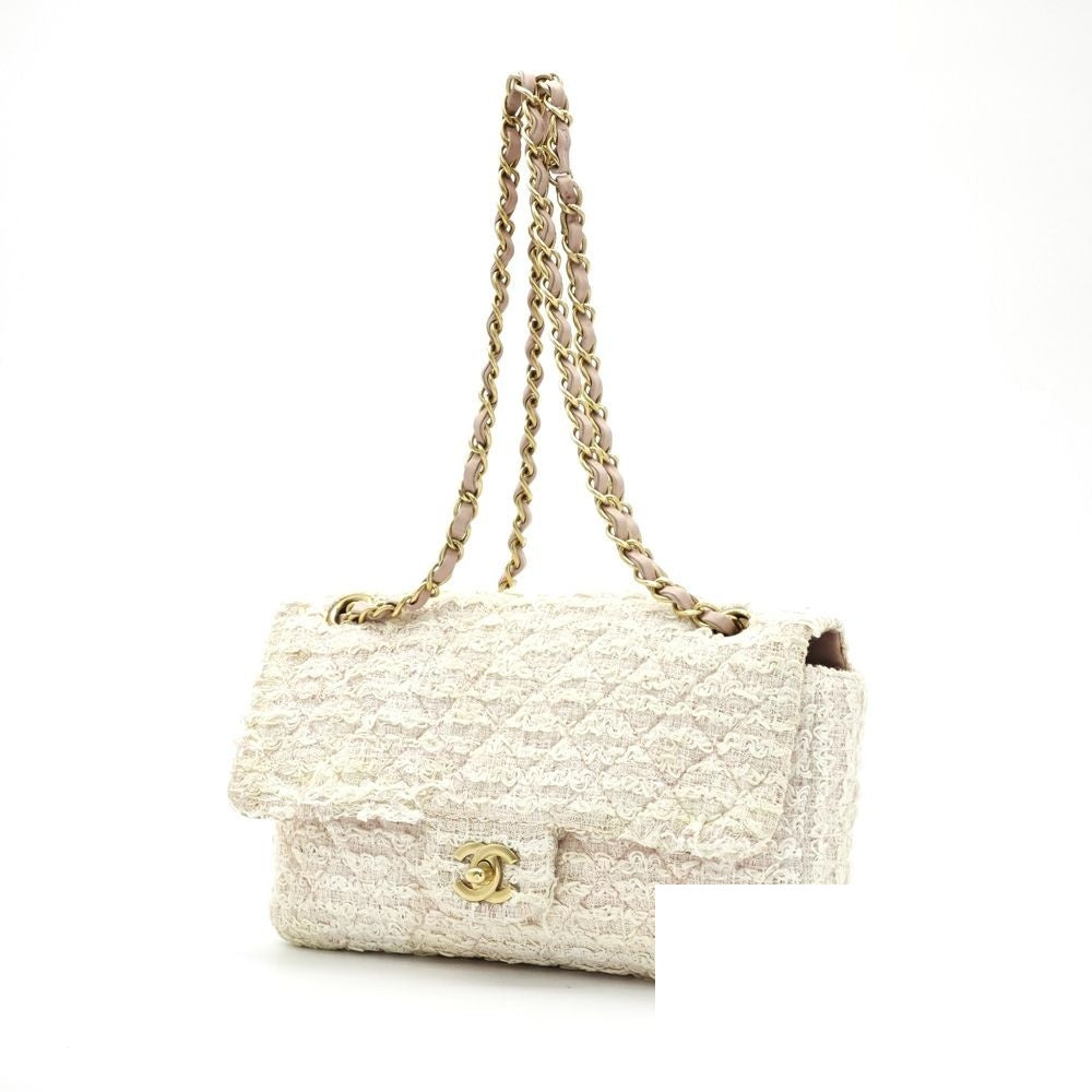 Chanel Quilted Shoulder Bag Tweed Pink