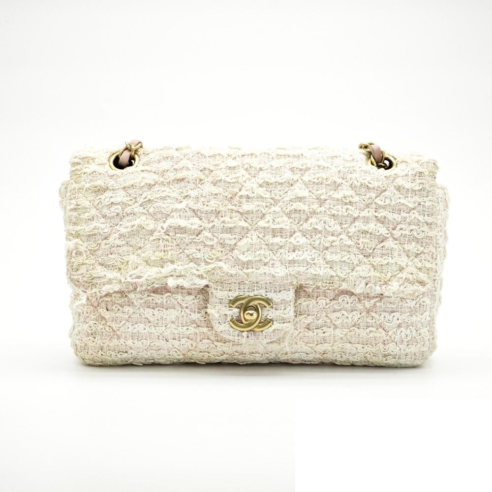 Chanel Quilted Shoulder Bag Tweed Pink