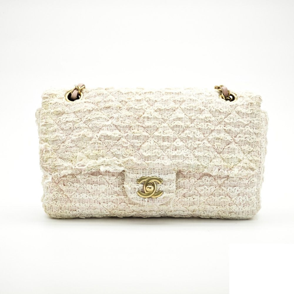 Chanel Quilted Shoulder Bag Tweed Pink — view 3