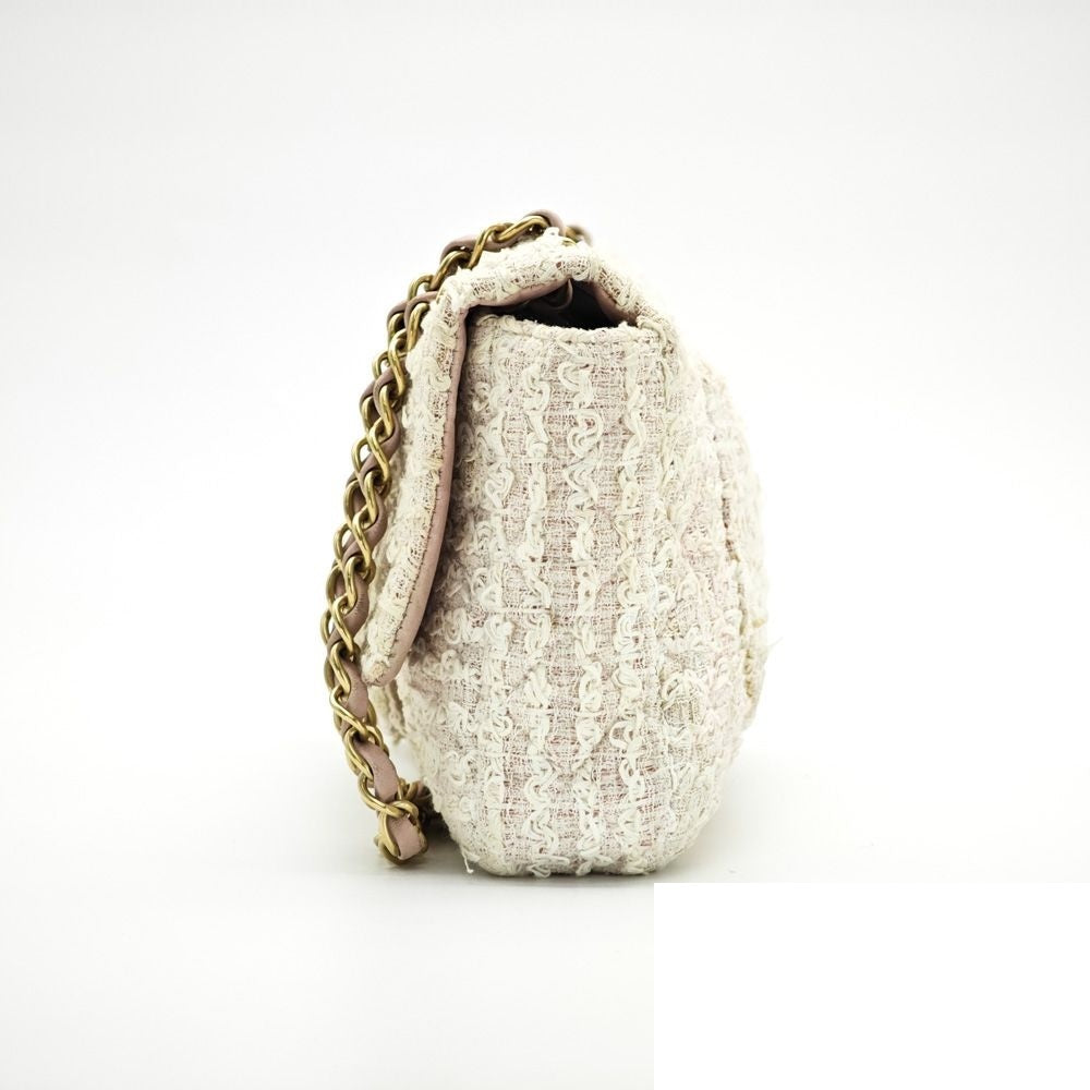 Chanel Quilted Shoulder Bag Tweed Pink