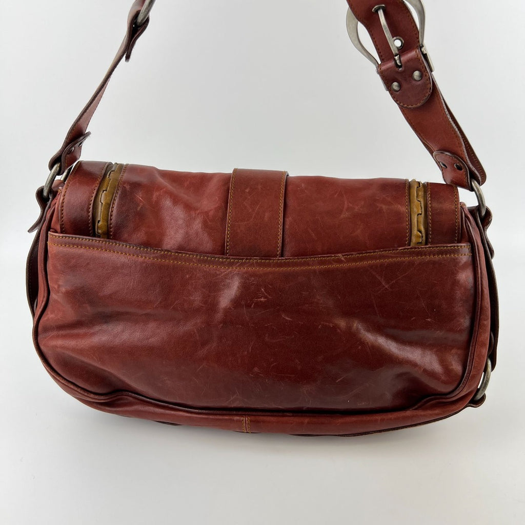 Dior Gaucho Shoulder Bag Red Leather Vintage — view 4