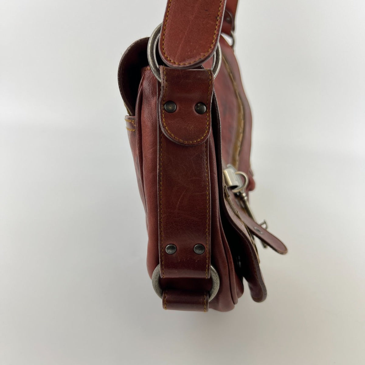Dior Gaucho Shoulder Bag Red Leather Vintage — view 5