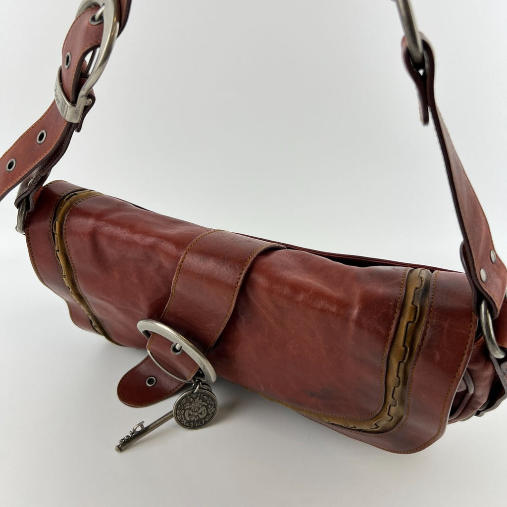Dior Gaucho Shoulder Bag Red Leather Vintage — view 7