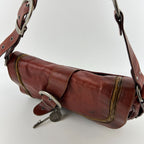 Dior Gaucho Shoulder Bag Red Leather Vintage — view 7