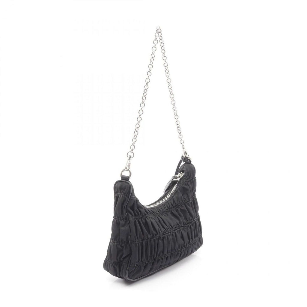 Prada Shoulder Bag Re Edition Black Nylon Leather Re Embroidered Drill — view 2