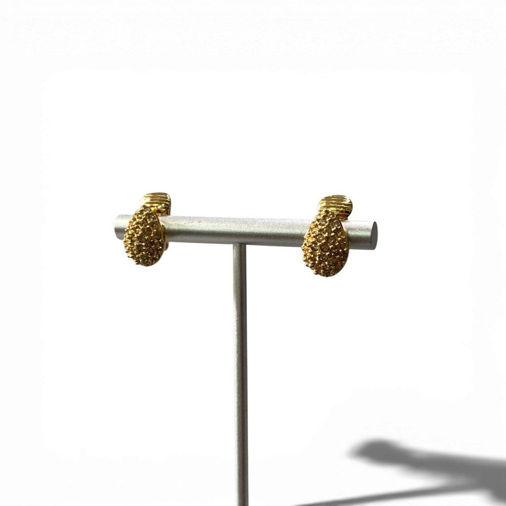 Dior C4 Drop Earrings Gold Rhinestone — view 2
