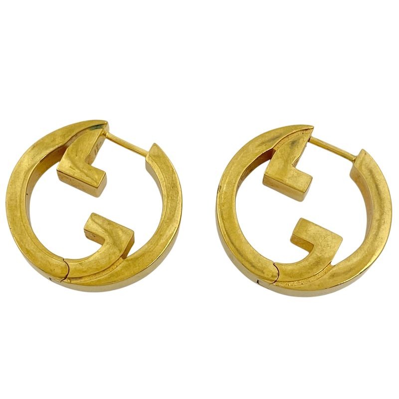 Gucci Interlocking G Earrings Logo GP Gold