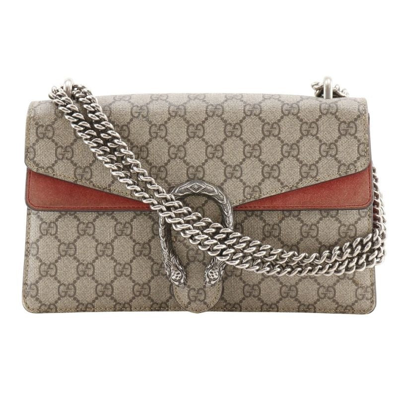 Gucci Duonisos Chain Shoulder GG Supreme Canvas And Suede Brown