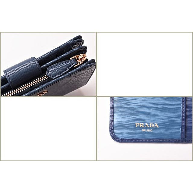 Prada Fold Over Wallet 1 Ml225 Vitello MOVE Blue — view 2