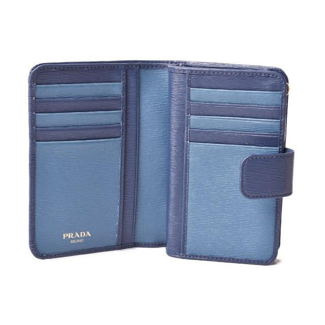 Prada Fold Over Wallet 1 Ml225 Vitello MOVE Blue — view 3