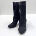 Louis Vuitton Sock Boots Ankle Logo Embroidery Black 37.5