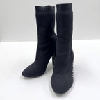Louis Vuitton Sock Boots Ankle Logo Embroidery Black 37.5