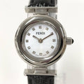 Fendi Watch Quartz Black Leather White Shell Dial