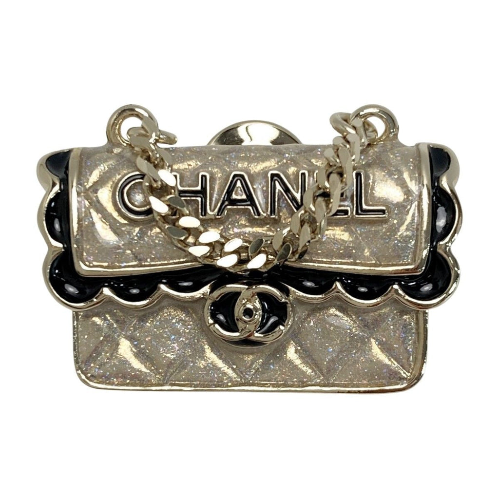 Chanel Quilted Bag Motif Pin Brooch C24 B Gold GP — view 2