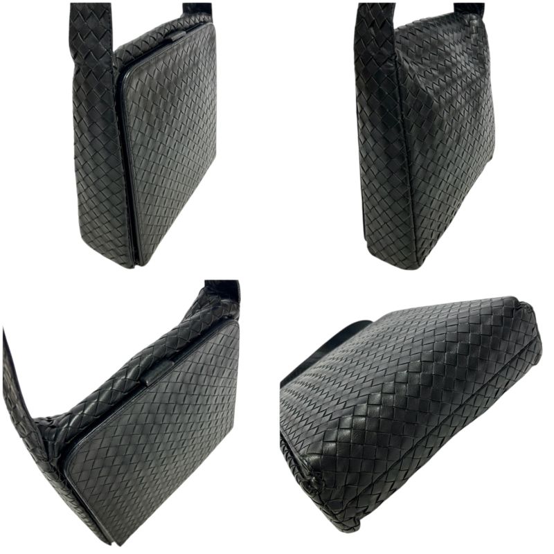 Bottega Veneta One Shoulder Bag Intrecciato Leather Black Gusset Soho Hobo — view 5