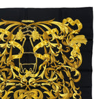 Hermes Scarf Silk Carre 90 Lemors a la Conetable Elegance Gold Black — view 3