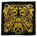 Hermes Scarf Silk Carre 90 Lemors a la Conetable Elegance Gold Black