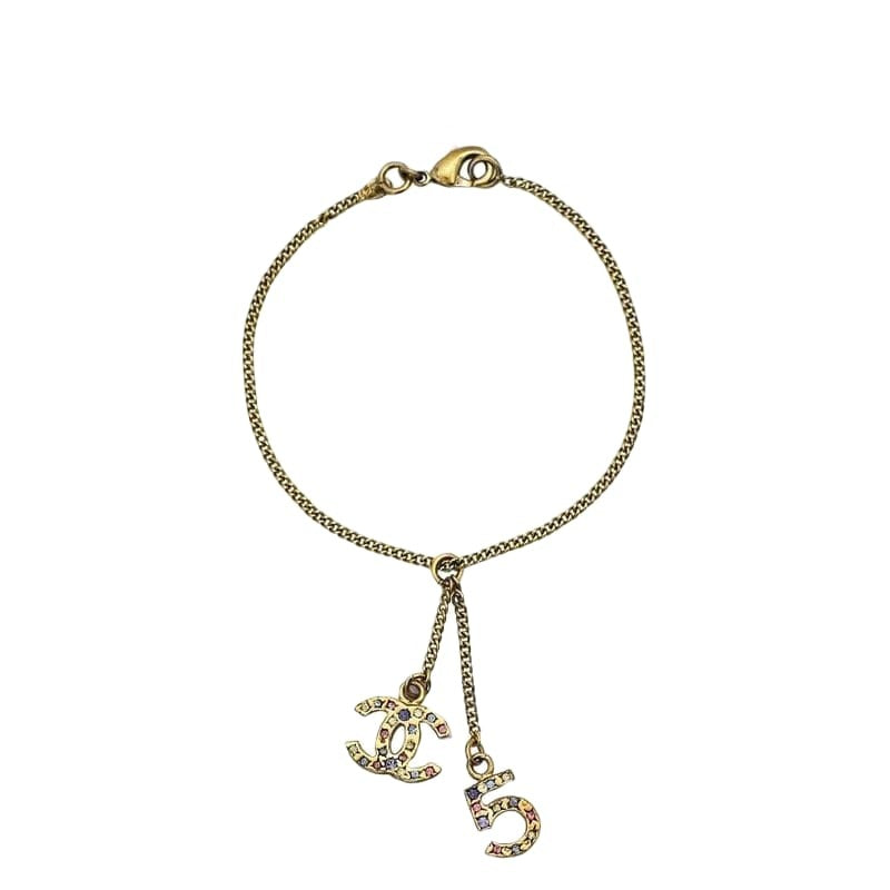 Chanel Bracelet Gold Color Stone Coco Mark No5