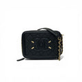 Chanel Shoulder Bag Black Gold CC Logo CC Filigree Quilted Chain