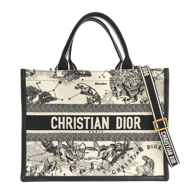 Dior Book Tote Medium M1324 Cetw White Black Embroidery Constellation