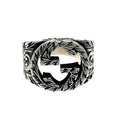 Gucci Silver Arabesque Interlocking Gring 925 Engraved Ring