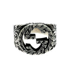 Gucci Silver Arabesque Interlocking Gring 925 Engraved Ring
