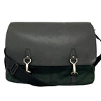Louis Vuitton Delsu Taiga Leather Canvas Khaki Green Shoulder Bag Silver
