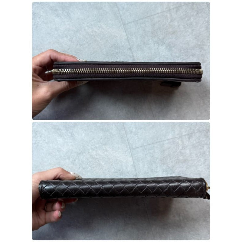 Bottega Veneta Round Zipper Long Wallet Intrecciato Dark Brown Leather Men — view 2
